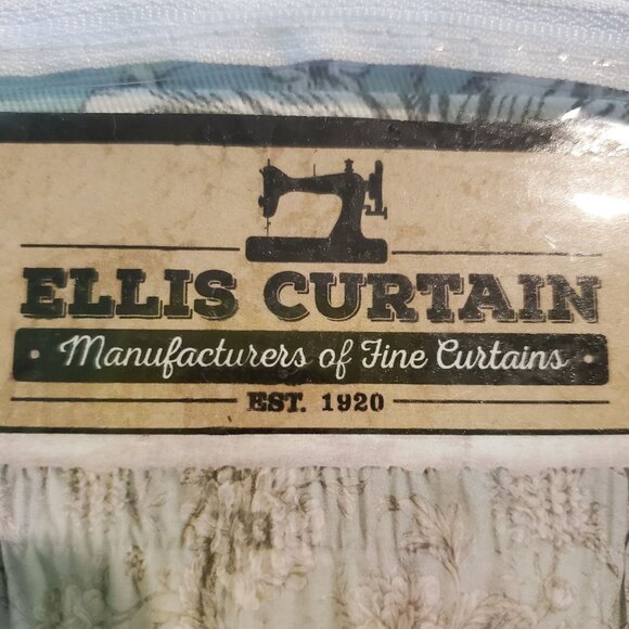 Ellis Curtain 50W x 16"L "Aquarius" Valence 100% Cotton Toile Pastel Aqua Floral - Picture 2 of 11